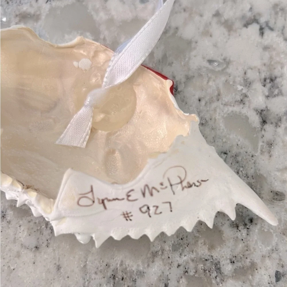 Handpainted Santa Crab Shell Holiday Ornament